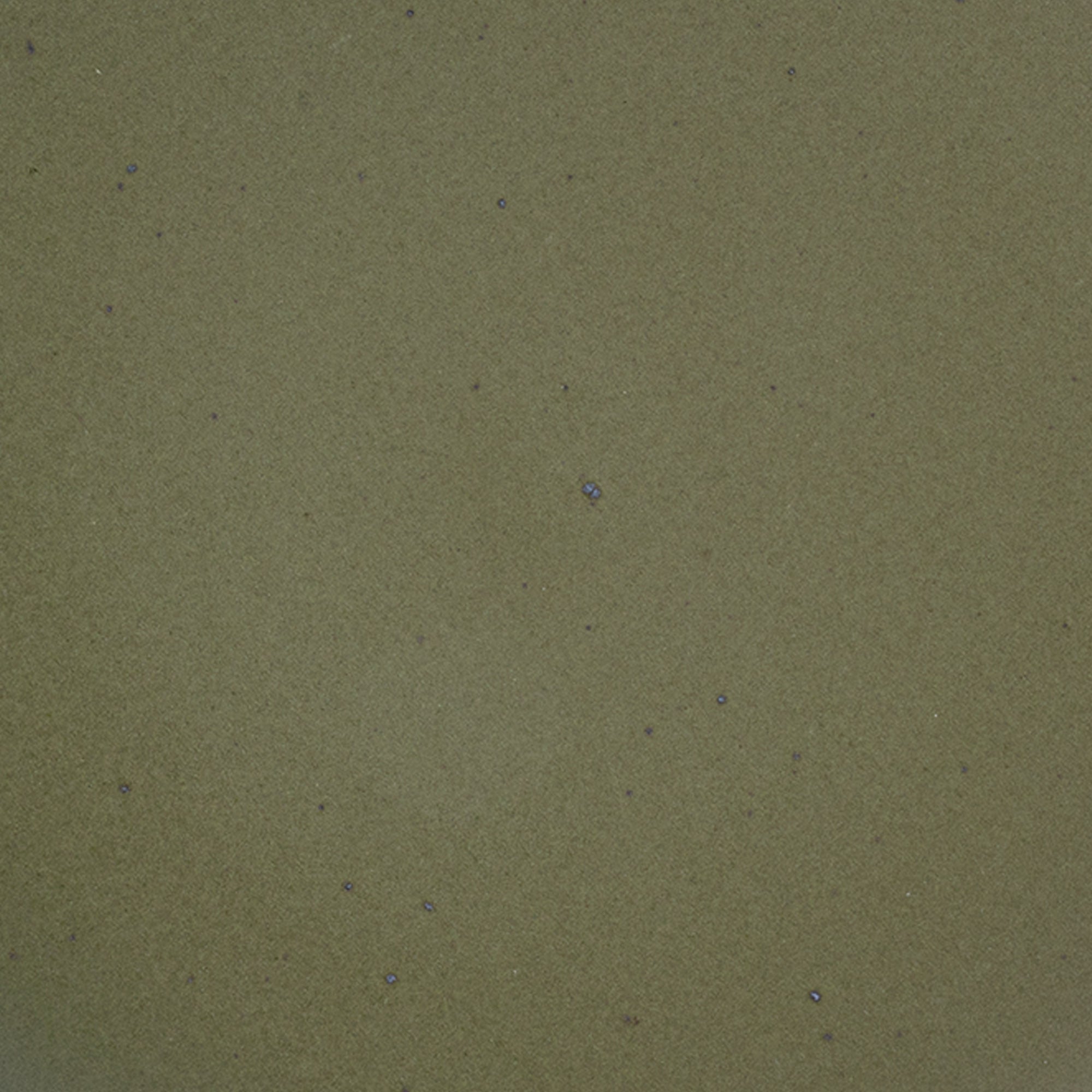 A closeup of a ceramic plate in an olive green color with iron spots