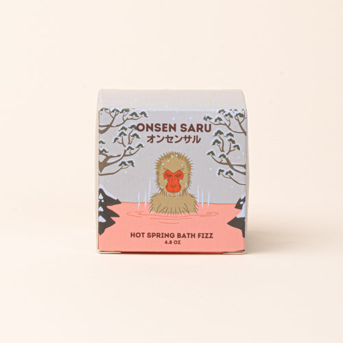 An illustrated box of Onsen Saru Hot Spring Bath Fizz.