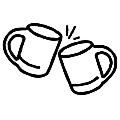 An illustration of two mugs cheering.
