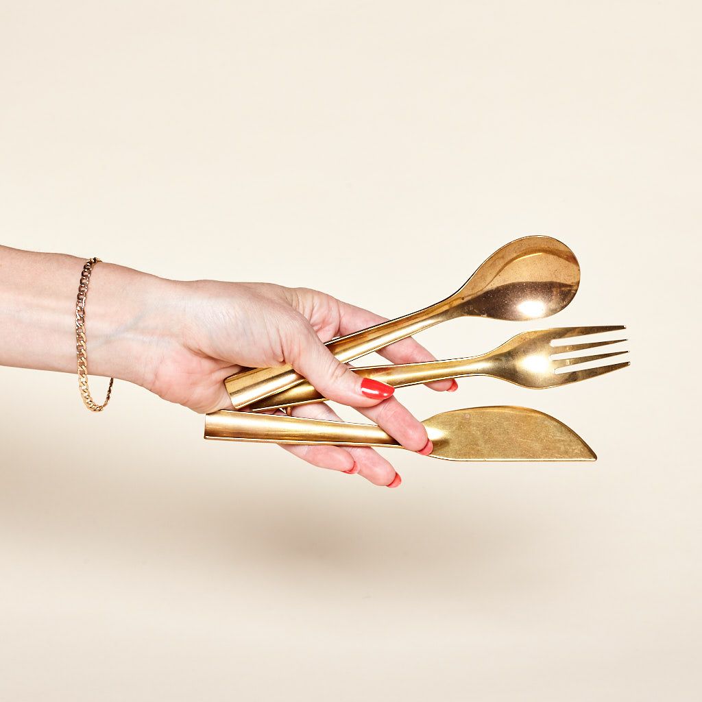 Stacking Brass Flatware, 3-Piece Set